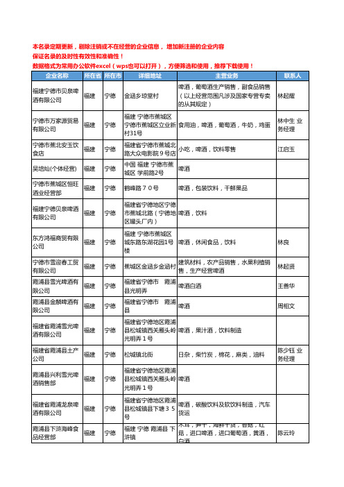 2020新版福建省宁德啤酒工商企业公司名录名单黄页联系方式大全36家