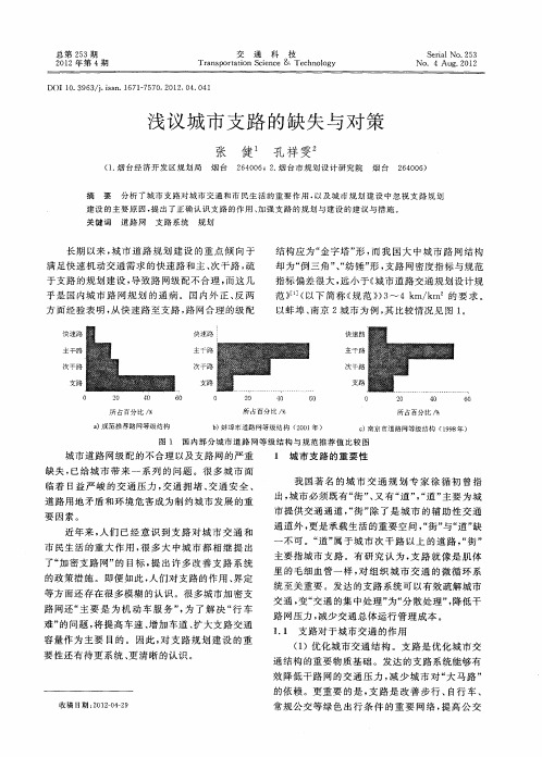 浅议城市支路的缺失与对策