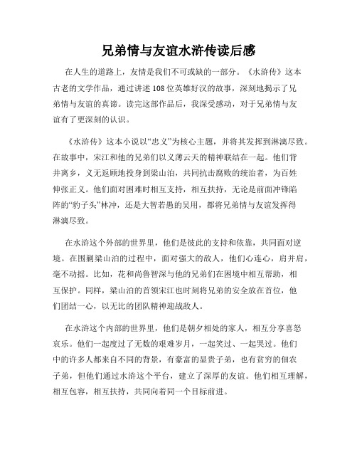 兄弟情与友谊水浒传读后感