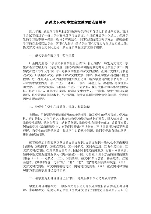 新课改下对初中文言文教学的点滴思考