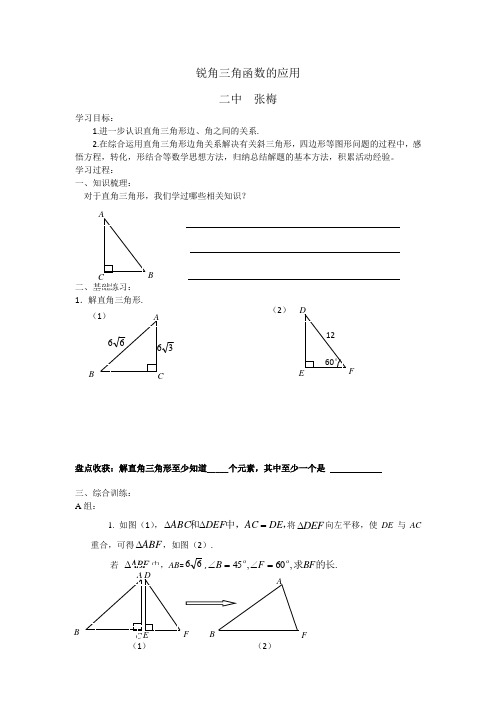 锐角三角函数的应用导学案