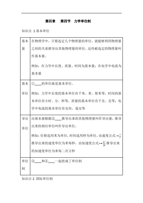 人教版(2019)高中物理必修第一册 第四章 第四节  力学单位制 同步练习(解析版)