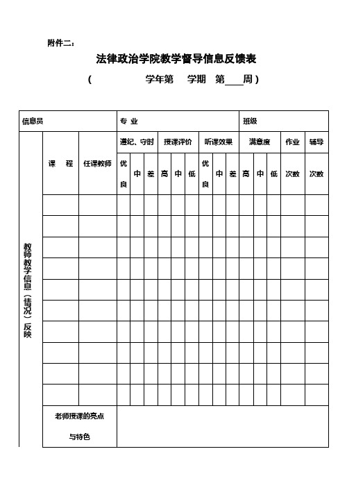 教学督导信息反馈表(学生用) - 徐州师范大学