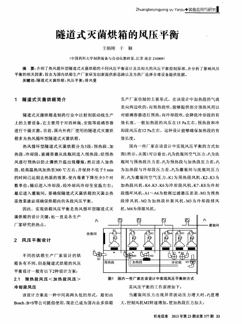 隧道式灭菌烘箱的风压平衡