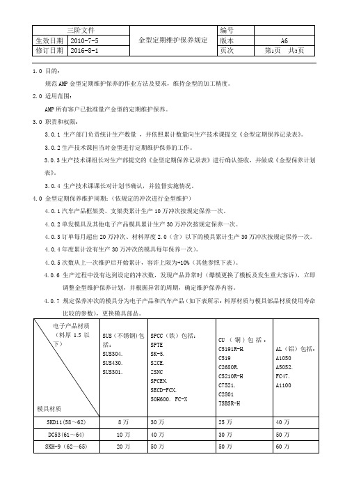 模具定期维护保养规定