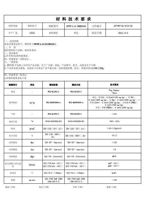 塑料材料技术要求_模板