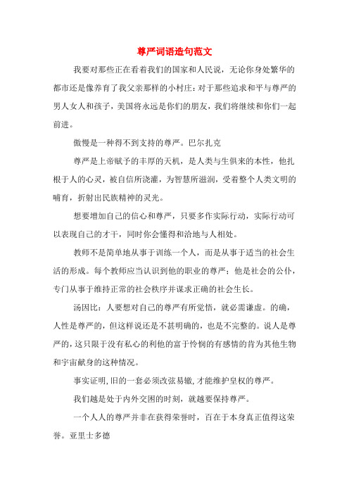 尊严词语造句范文