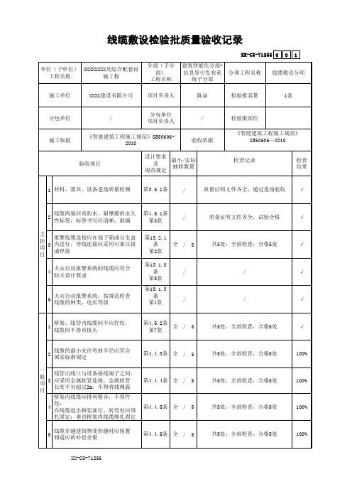 线缆敷设检验批质量验收记录