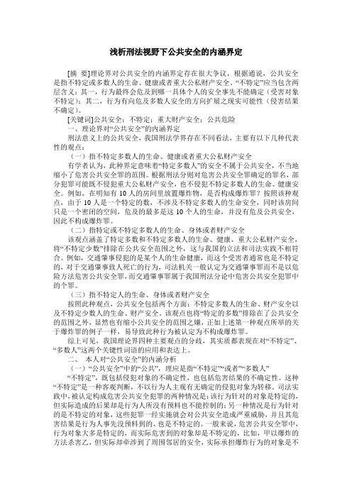 浅析刑法视野下公共安全的内涵界定