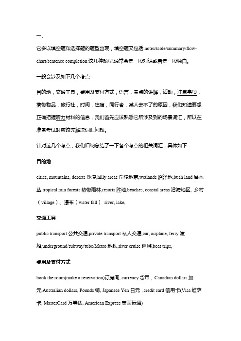 雅思听力场景——旅游