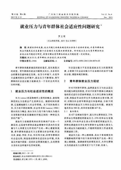 就业压力与青年群体社会适应性问题研究