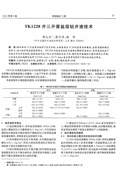 TK1228井三开膏盐层钻井液技术