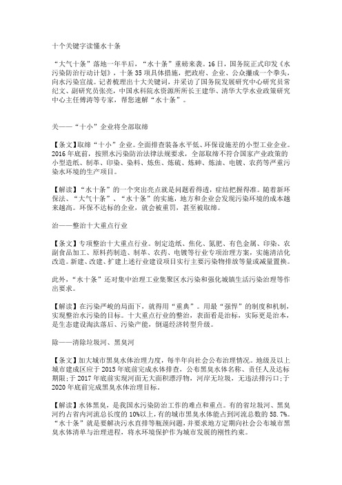 十个关键字读懂水十条