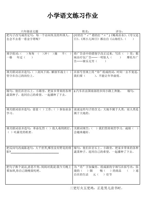 小学六年级语文自学自评III (58)