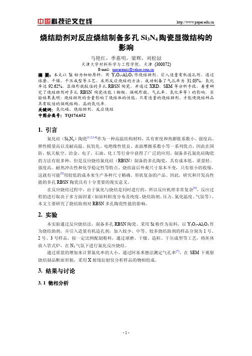 烧结助剂对反应烧结制备多孔Si3N4陶瓷显微结构的影响