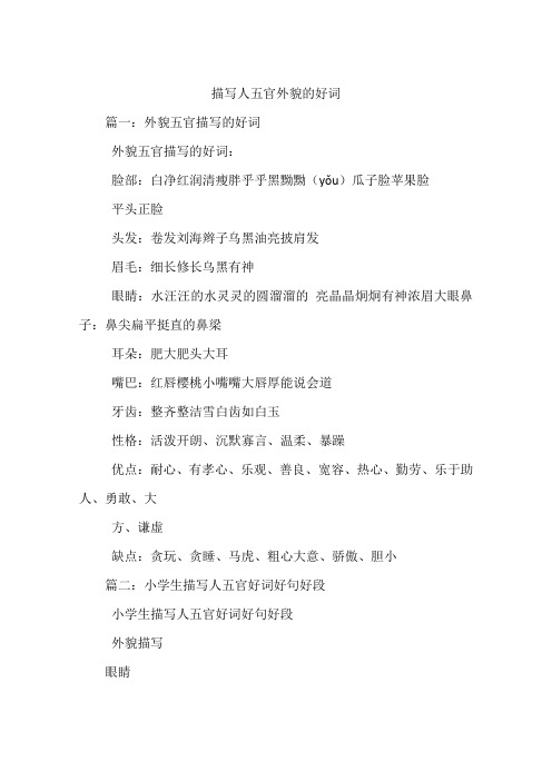 描写人五官外貌的好词