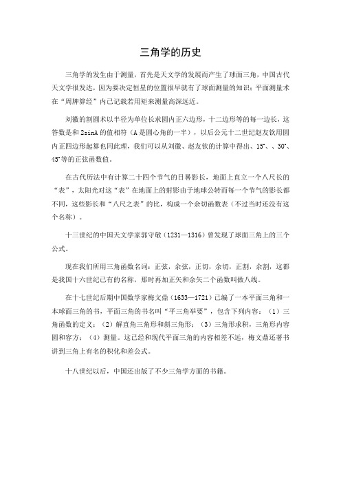 初中数学 文档：三角学的历史