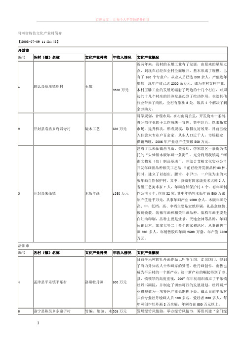 河南省特色文化产业村简介