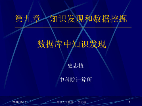 aai09知识发现和数据挖掘1高级人工智能史忠植