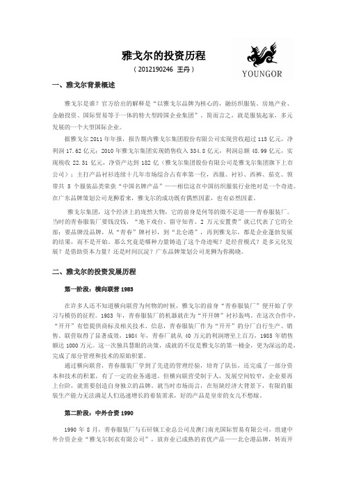雅戈尔投资历程 (整理)