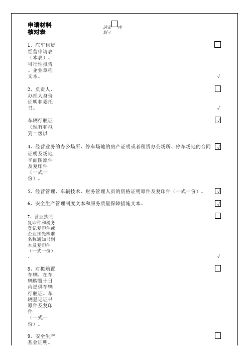 汽车租赁经营申请表1