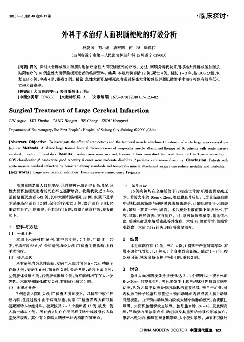 外科手术治疗大面积脑梗死的疗效分析