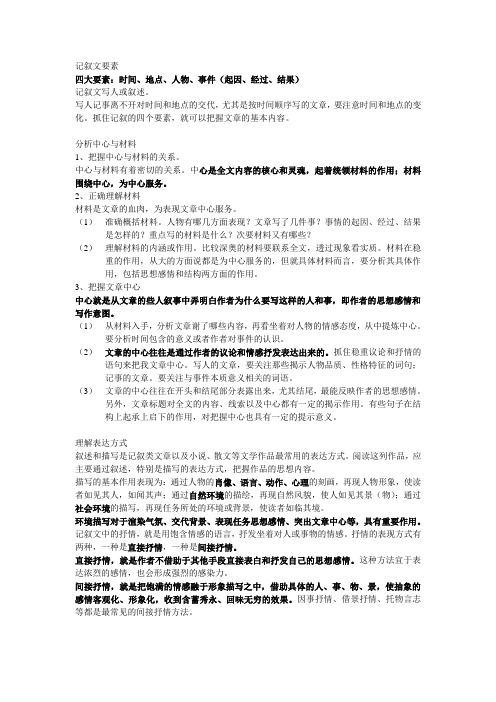初中语文学习要点要素