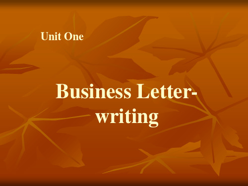 商务英语函电Unit 1 Business Letter-writing