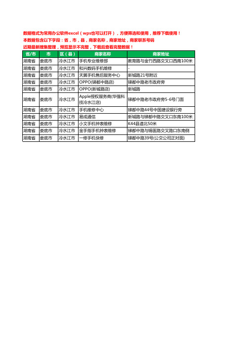 新版湖南省娄底市冷水江市手机维修工商企业公司名录名单黄页大全11家