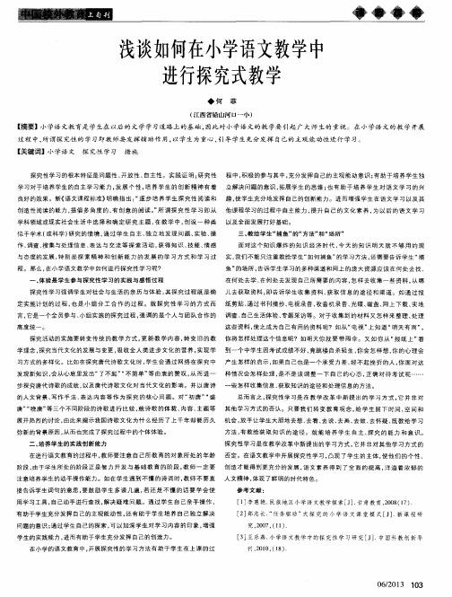 浅谈如何在小学语文教学中进行探究式教学