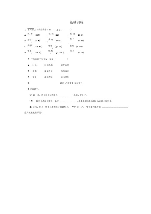 《枣儿》基础训练1(含答案)