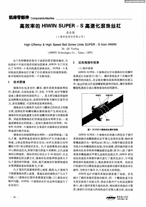 高效率的HIWIN SUPER-S高速化滚珠丝杠