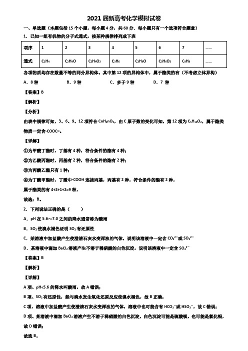 (精选3份合集)2020届广西贵港市覃塘高级中学高考数学模拟试卷