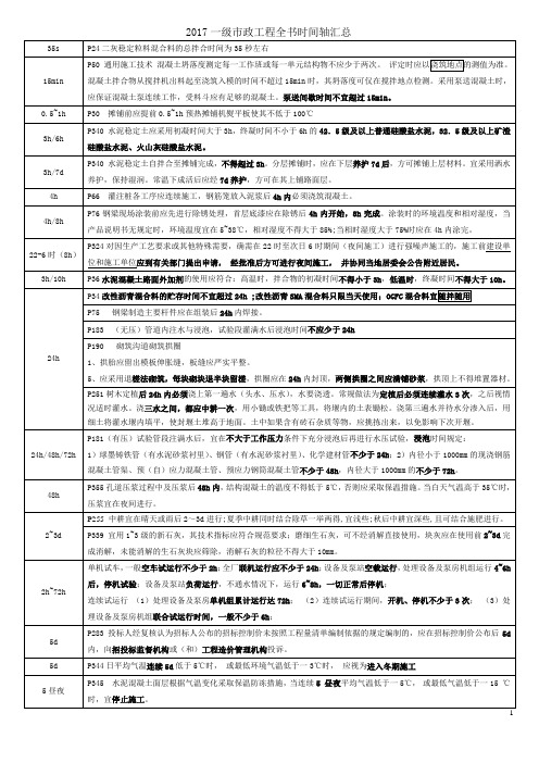 2017版一级建造师市政实务教材养护时间等节点要求汇总