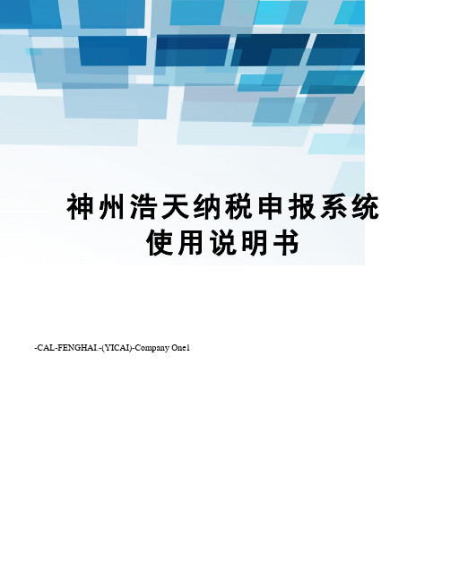 神州浩天纳税申报系统使用说明书