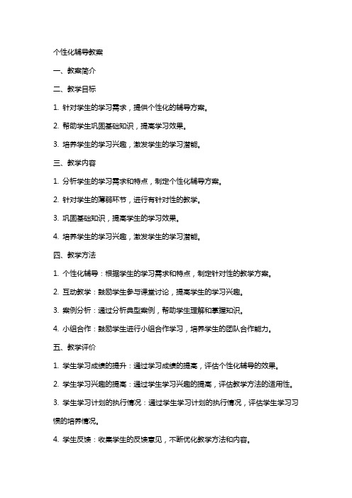 个性化辅导教案教案名词