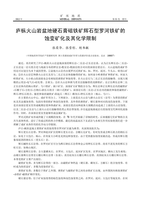 庐枞火山岩盆地硬石膏磁铁矿辉石型罗河铁矿的蚀变矿化及其化学限制