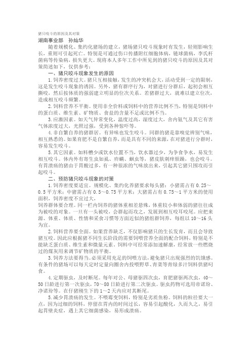 猪只咬斗的原因及其对策