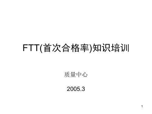 首次合格率(first-time-through, FTT)知识