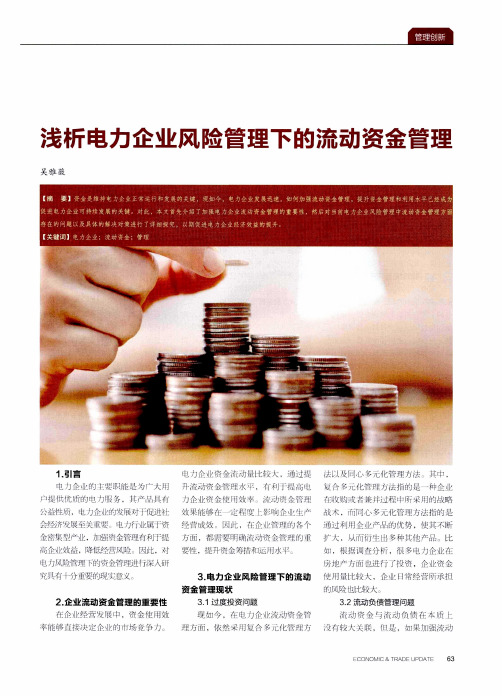 浅析电力企业风险管理下的流动资金管理