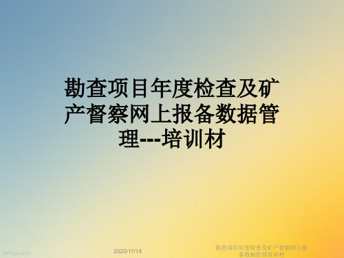 勘查项目年度检查及矿产督察网上报备数据管理培训材