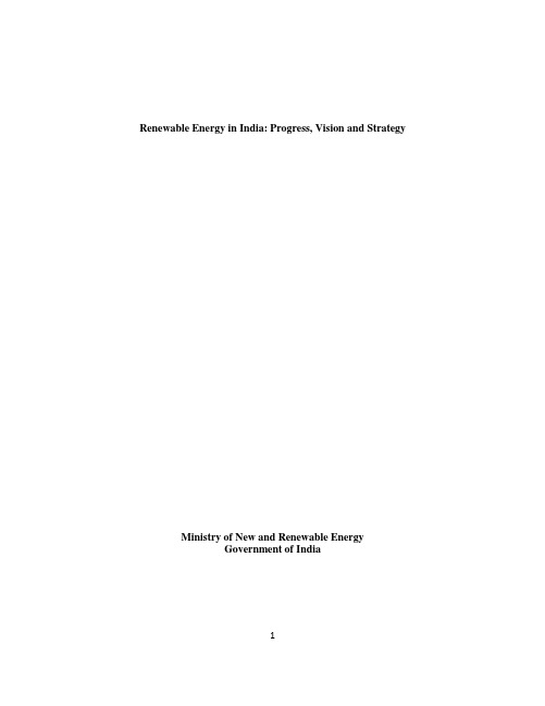 Renewable energy in India-Progress, Vision, Strategy