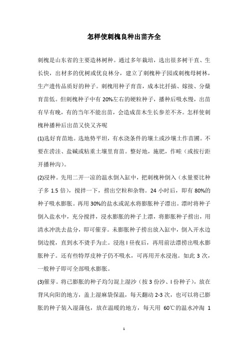 怎样使刺槐良种出苗齐全