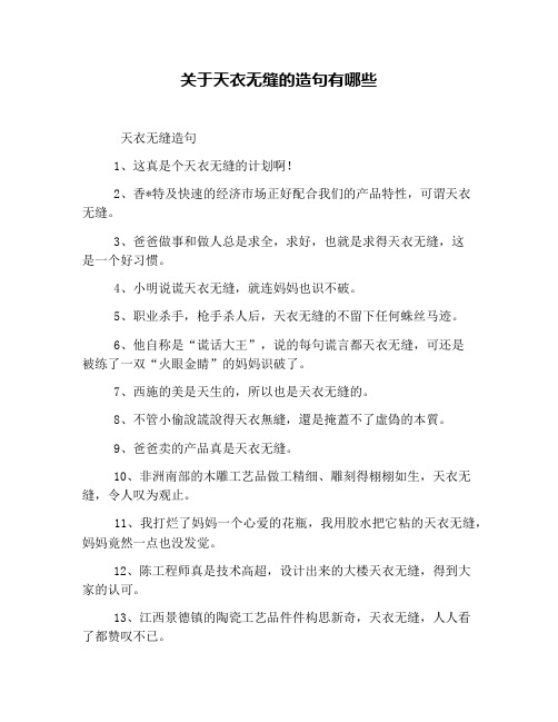 关于天衣无缝的造句有哪些