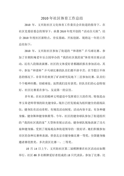 2010年体育总结