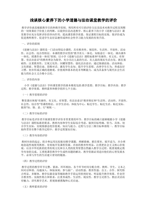 浅谈核心素养下的小学道德与法治课堂教学的评价