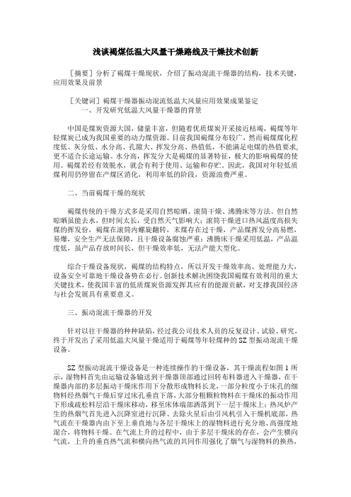 浅谈褐煤低温大风量干燥路线及干燥技术创新