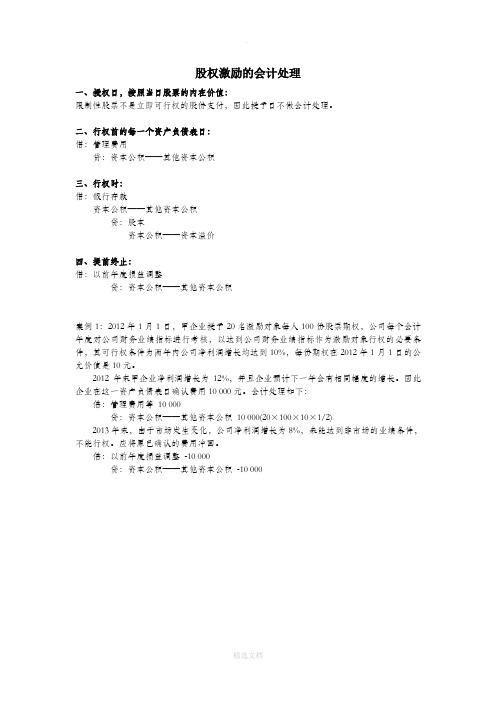 股权激励的会计处理