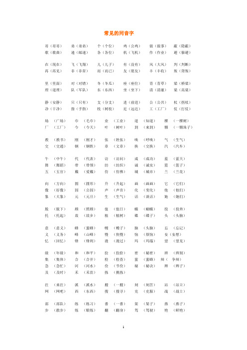 常见的同音字