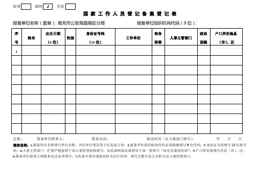 南充市登记备案国家工作人员申请出入境证件表格